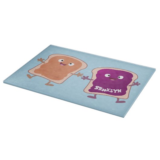 Cute pindakaas en jelly sandwich cartoon snijplank (Hoek)