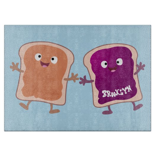 Cute pindakaas en jelly sandwich cartoon snijplank (Voorkant)