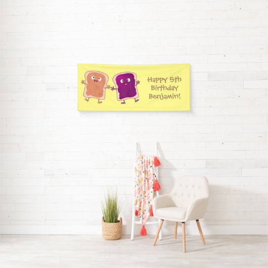 Cute pindakaas en jelly sandwich cartoon spandoek (Insitu)