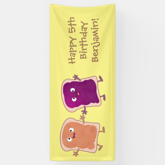Cute pindakaas en jelly sandwich cartoon spandoek (Verticaal)