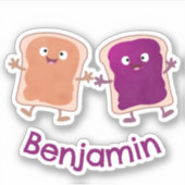 Cute pindakaas en jelly sandwich cartoon sticker (Voorkant)
