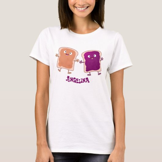Cute pindakaas en jelly sandwich cartoon t-shirt (Voorkant)