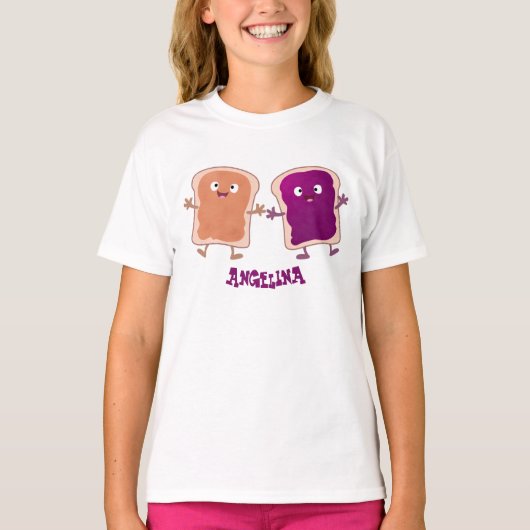 Cute pindakaas en jelly sandwich cartoon t-shirt (Voorkant)
