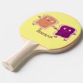 Cute pindakaas en jelly sandwich cartoon tafeltennisbatje (Voorkant Gekanteld)
