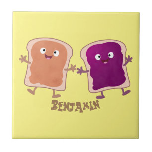 Cute pindakaas en jelly sandwich cartoon tegeltje