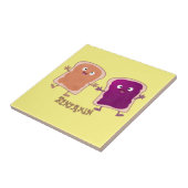 Cute pindakaas en jelly sandwich cartoon tegeltje (Zijkant)