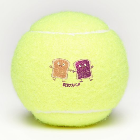Cute pindakaas en jelly sandwich cartoon tennisballen (Voorkant)
