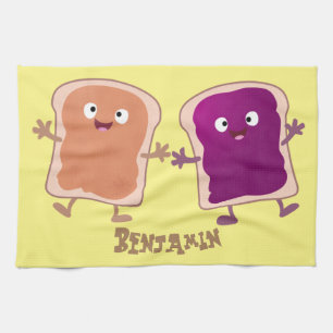 Cute pindakaas en jelly sandwich cartoon theedoek