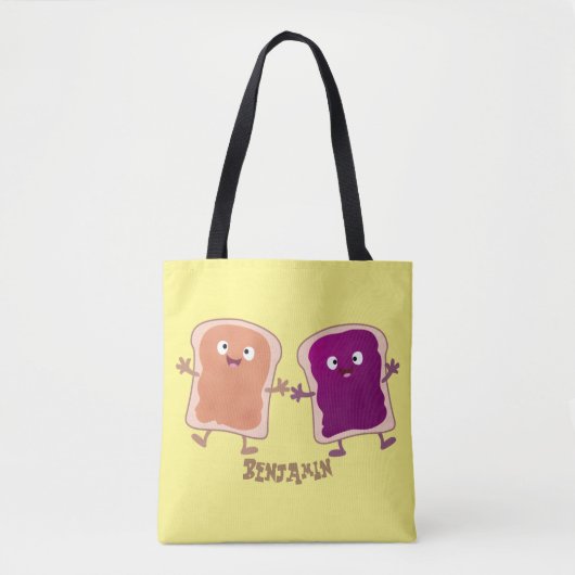 Cute pindakaas en jelly sandwich cartoon tote bag (Voorkant)