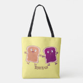 Cute pindakaas en jelly sandwich cartoon tote bag (Achterkant)