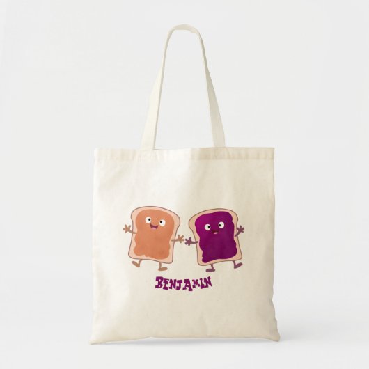 Cute pindakaas en jelly sandwich cartoon tote bag (Voorkant)