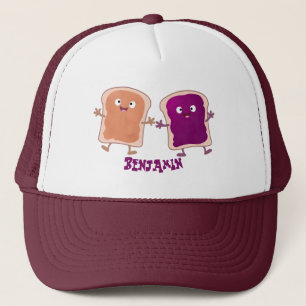 Cute pindakaas en jelly sandwich cartoon trucker pet
