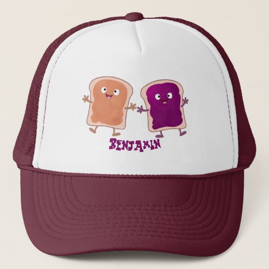 Cute pindakaas en jelly sandwich cartoon trucker pet (Voorkant)