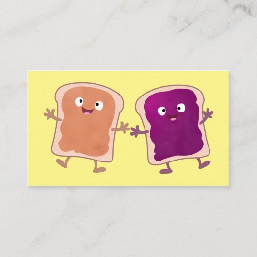 Cute pindakaas en jelly sandwich cartoon visitekaartje (Achterkant)