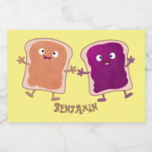 Cute pindakaas en jelly sandwich cartoon voedselcontainer etiket (Enkel label)