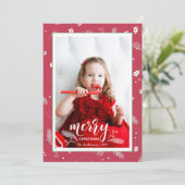 Cute Pine & Holly Kerstpatroonfamilie Foto Feestdagenkaart (Staand voorkant)