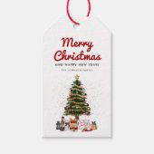 Cute Pine Tree Script Merry Kerstfeestdag Cadeaulabel (Voorkant)