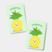 Cute pineapple cartoon illustratie badge (Voor- en achterkant)