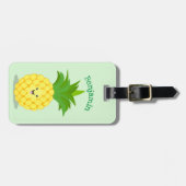Cute pineapple cartoon illustratie bagagelabel (Voorkant horizontaal)