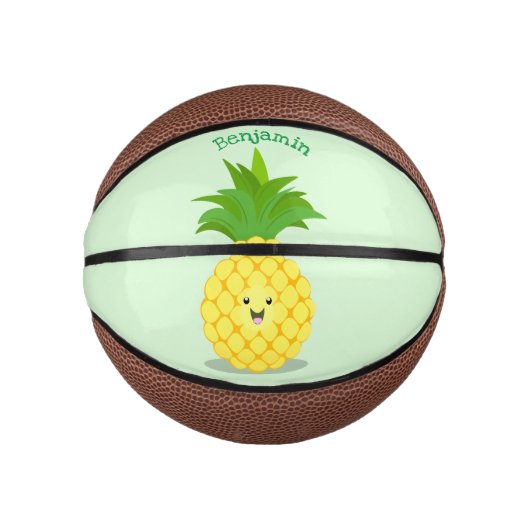 Cute pineapple cartoon illustratie basketbal (Voorkant)