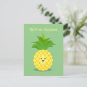 Cute pineapple cartoon illustratie briefkaart (Staand voorkant)