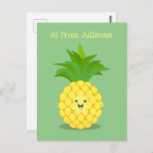Cute pineapple cartoon illustratie briefkaart (Voorkant / Achterkant)