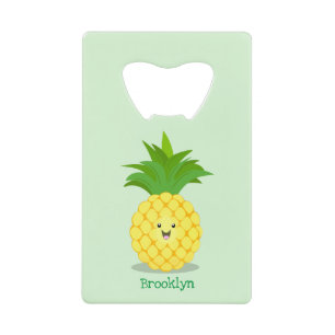 Cute pineapple cartoon illustratie creditkaart flessenopener