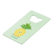Cute pineapple cartoon illustratie creditkaart flessenopener (Achterkant Gekanteld)