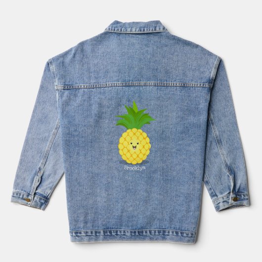 Cute pineapple cartoon illustratie denim jacket (Achterkant)
