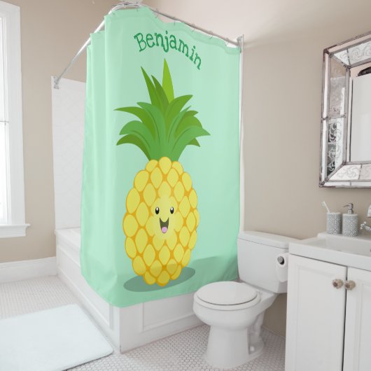 Cute pineapple cartoon illustratie douchegordijn (In situ)