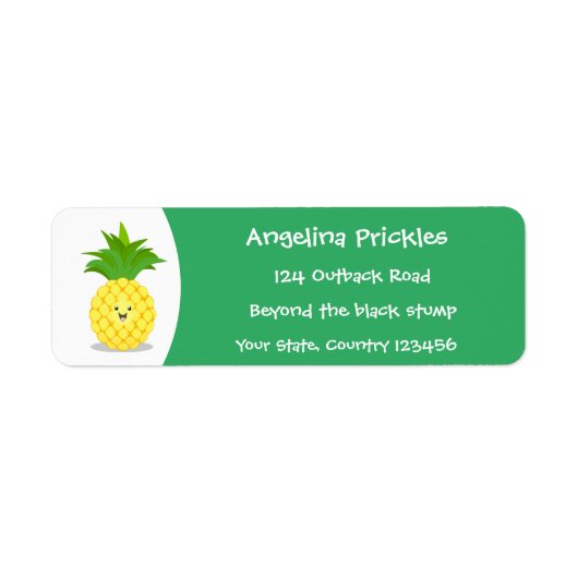 Cute pineapple cartoon illustratie etiket (Voorkant)