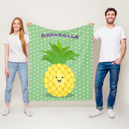 Cute pineapple cartoon illustratie fleece deken (In situ)