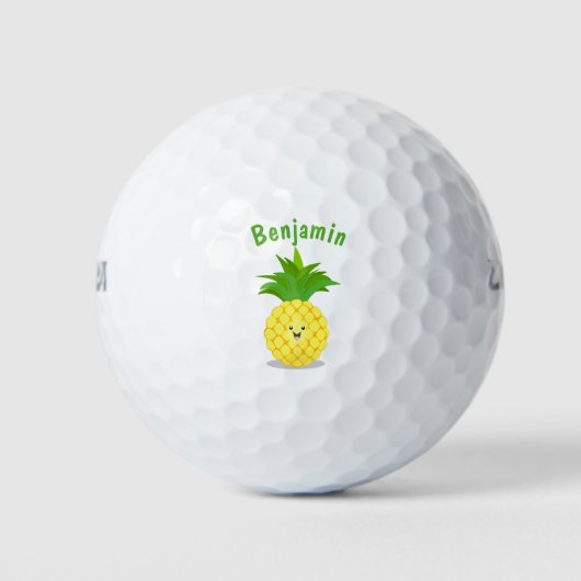 Cute pineapple cartoon illustratie golfballen (Voorkant)