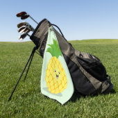 Cute pineapple cartoon illustratie golfhanddoek (Groen)