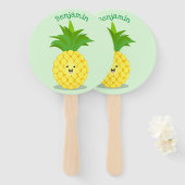 Cute pineapple cartoon illustratie handwaaier (Voorkant en achterkant)