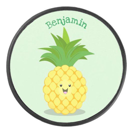 Cute pineapple cartoon illustratie hockey puck (Voorkant)