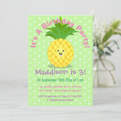 Cute pineapple cartoon illustratie kaart (Staand voorkant)