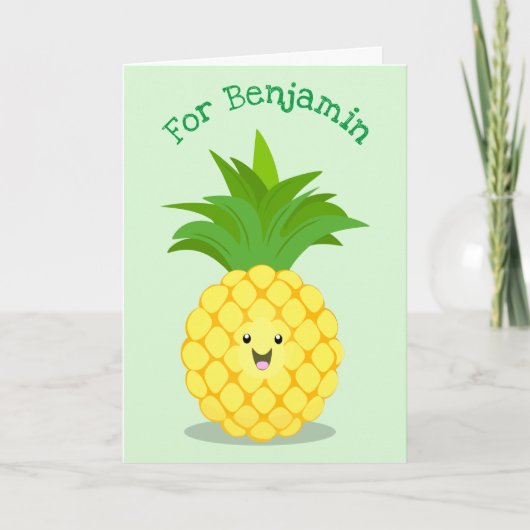 Cute pineapple cartoon illustratie kaart (Voorkant)