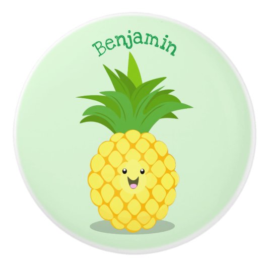 Cute pineapple cartoon illustratie keramische knop (Voorkant)