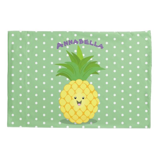 Cute pineapple cartoon illustratie kussensloop (Achterkant)