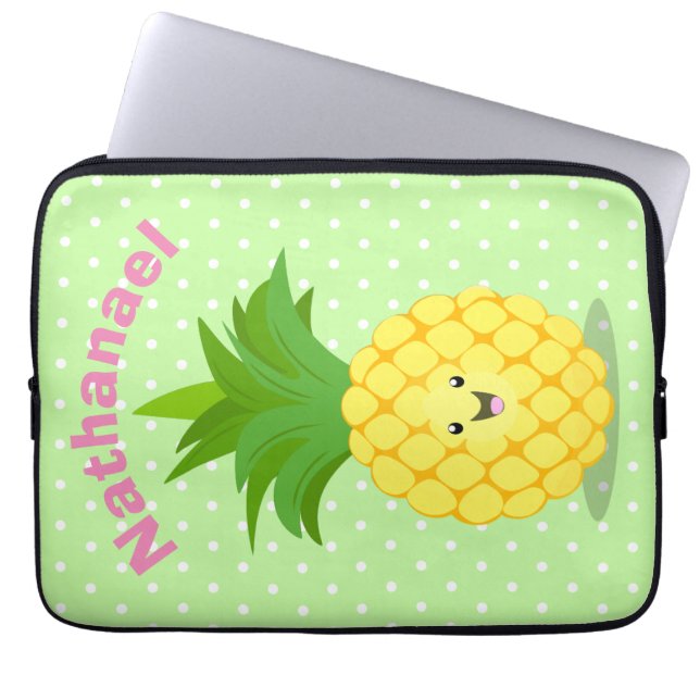 Cute pineapple cartoon illustratie laptop sleeve (Voorkant)