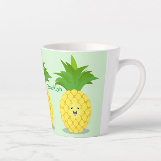 Cute pineapple cartoon illustratie latte mok (Rechts)