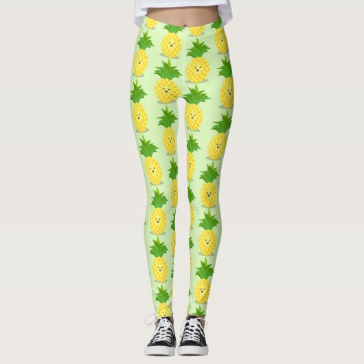 Cute pineapple cartoon illustratie leggings (Voorkant)
