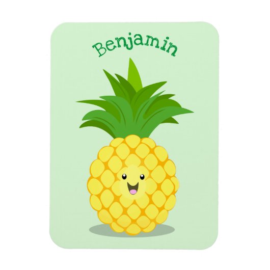 Cute pineapple cartoon illustratie magneet (Verticaal)