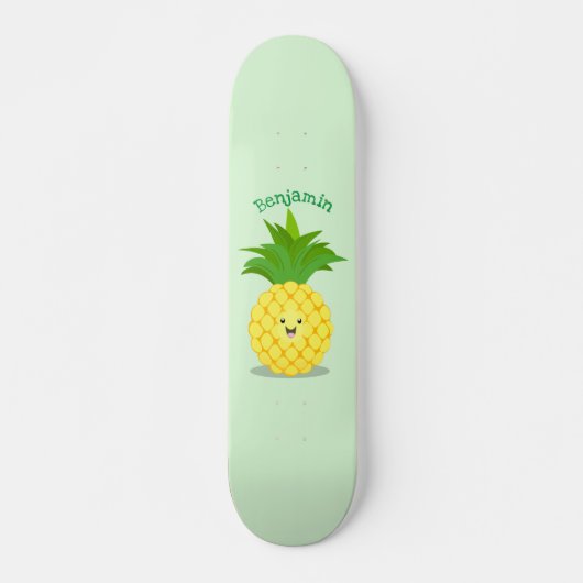 Cute pineapple cartoon illustratie persoonlijk skateboard (Voorkant)