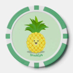 Cute pineapple cartoon illustratie poker chips