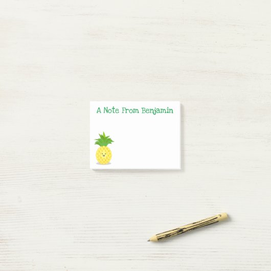 Cute pineapple cartoon illustratie post-it® notes (Op bureau)