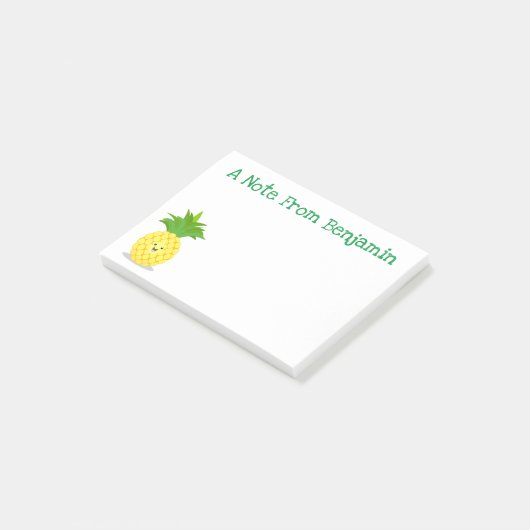 Cute pineapple cartoon illustratie post-it® notes (Schuin)