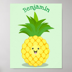 Cute pineapple cartoon illustratie poster