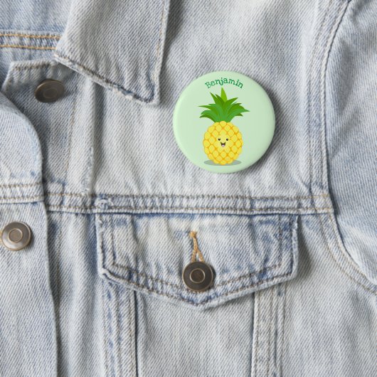 Cute pineapple cartoon illustratie ronde button 5,7 cm (In situ)